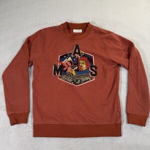 Scotch & Soda Men's Medium Amsterdam Art Graphic Crewneck Sweatshirt Rust Red